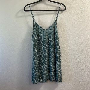En Creme Teal Floral Mini Dress